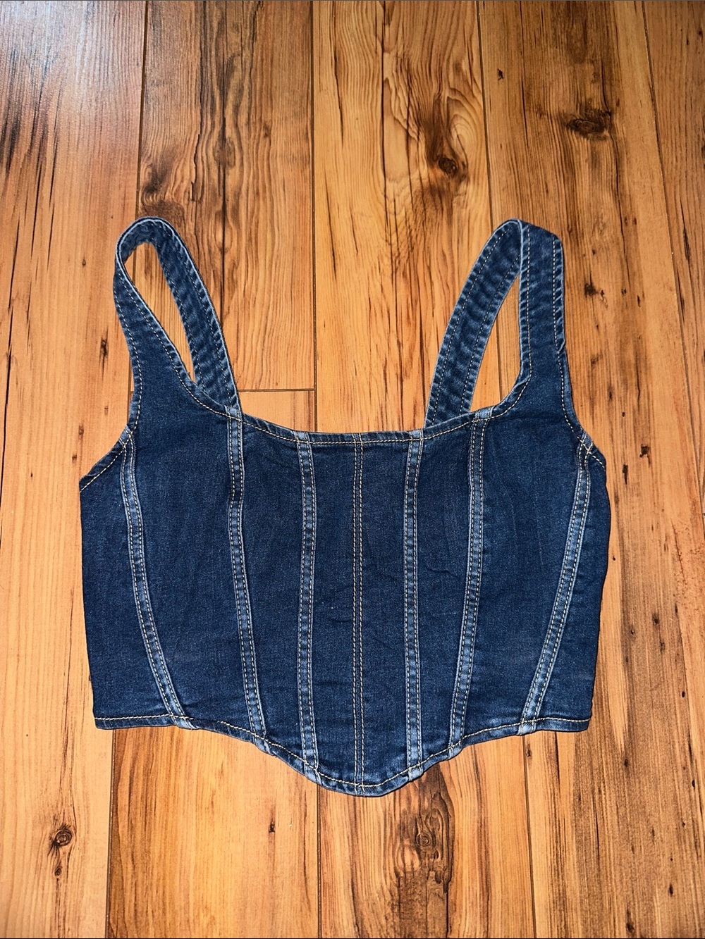 refuge Dark Blue Denim Corset Tank